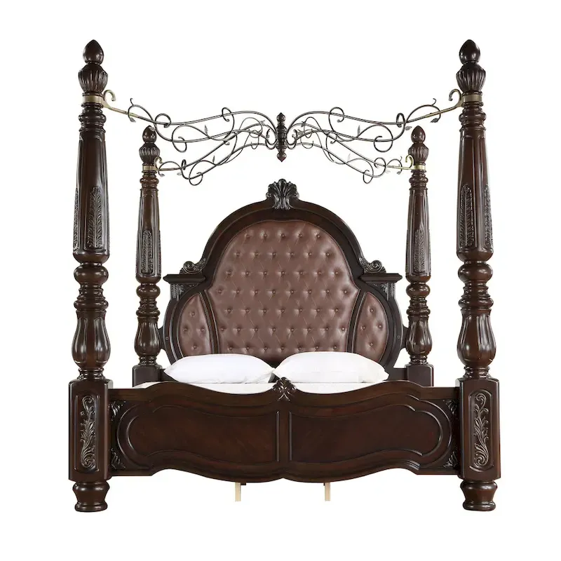 New Classic Furniture Gweni Walnut and Brown Canopy Bed