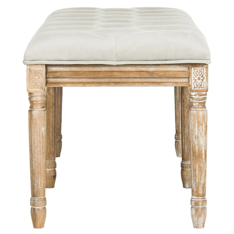 Lynnette French Brasserie Tufted Wood Bench - 47.3 x 17.5 x 19 - 47Wx18Dx19H