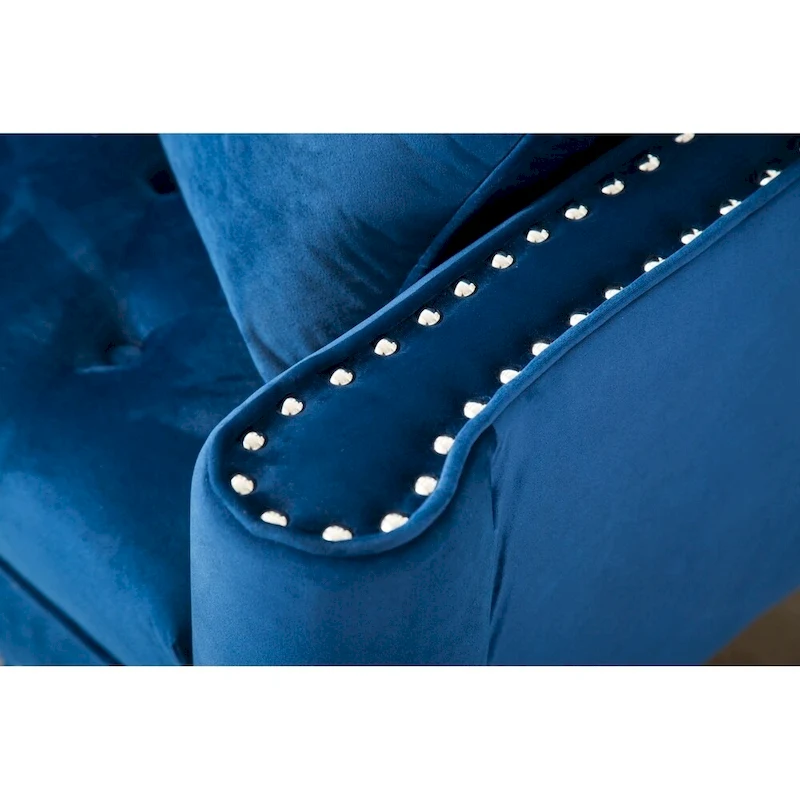 Modern Tufted Fabric Upholstered Sofa with Ottoman