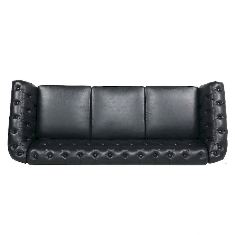 84.65 Chesterfield Tufted Faux Leather Sofa with Rolled Arms