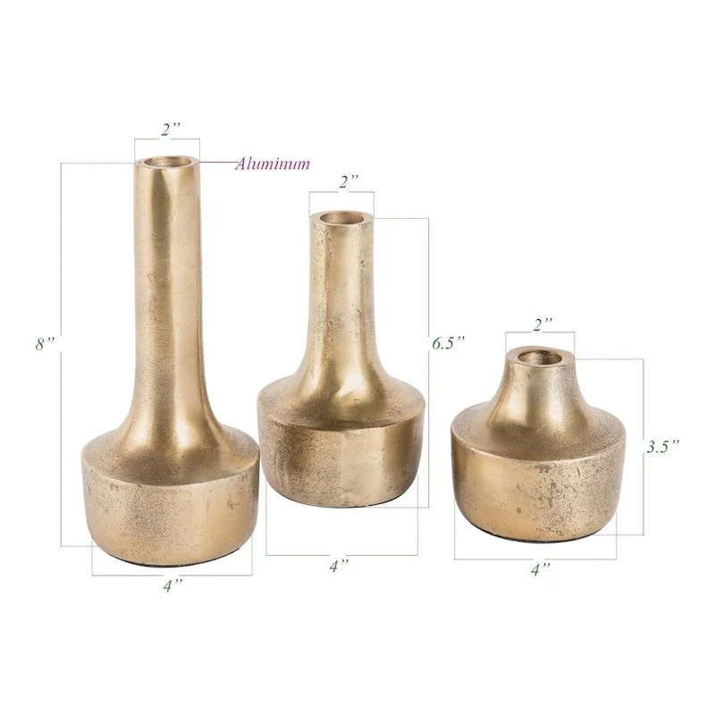 Hip Vintage Trio Antique Gold Vases