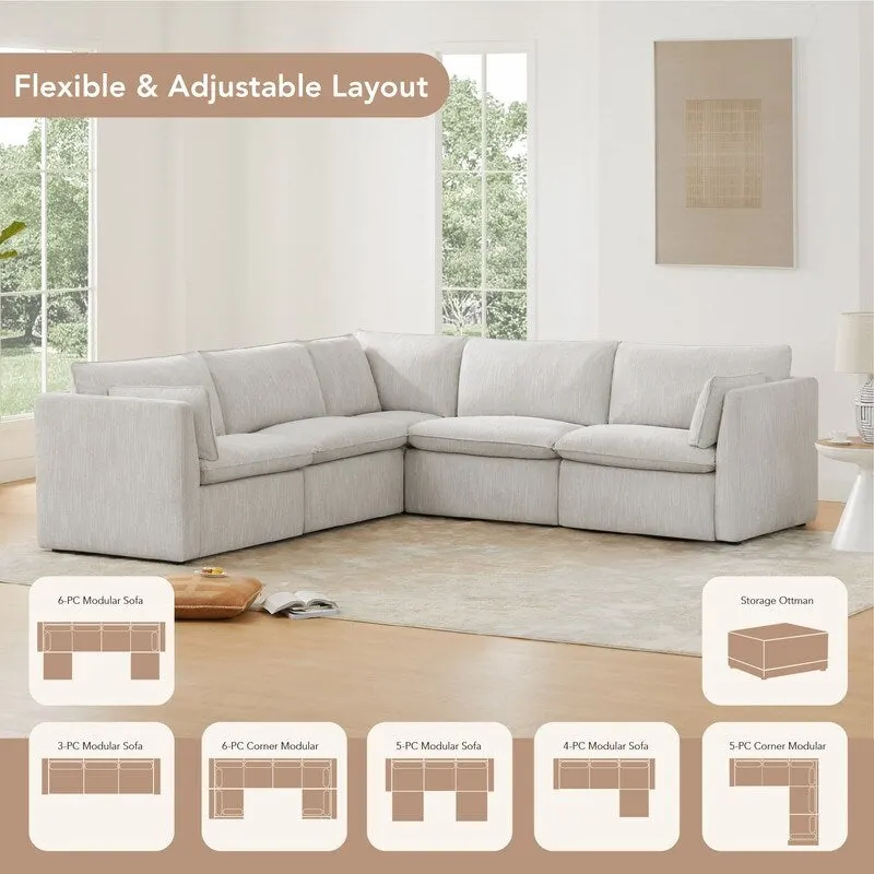 Cypress 141W L-shape Power Sectional Sofa Couch with Electric Footrests
