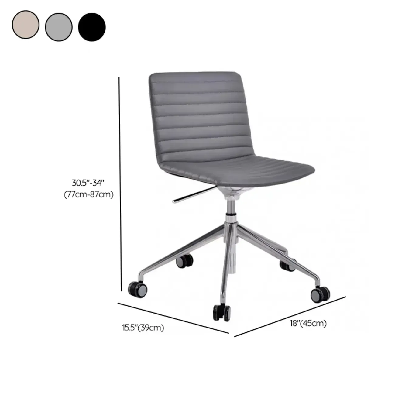 Modern Black Leather Metal Adjustable Swivel Office Chair