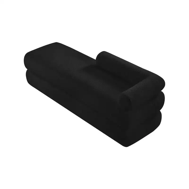 Meridian Furniture,Kennedy Faux Shearling Teddy Fabric Bench