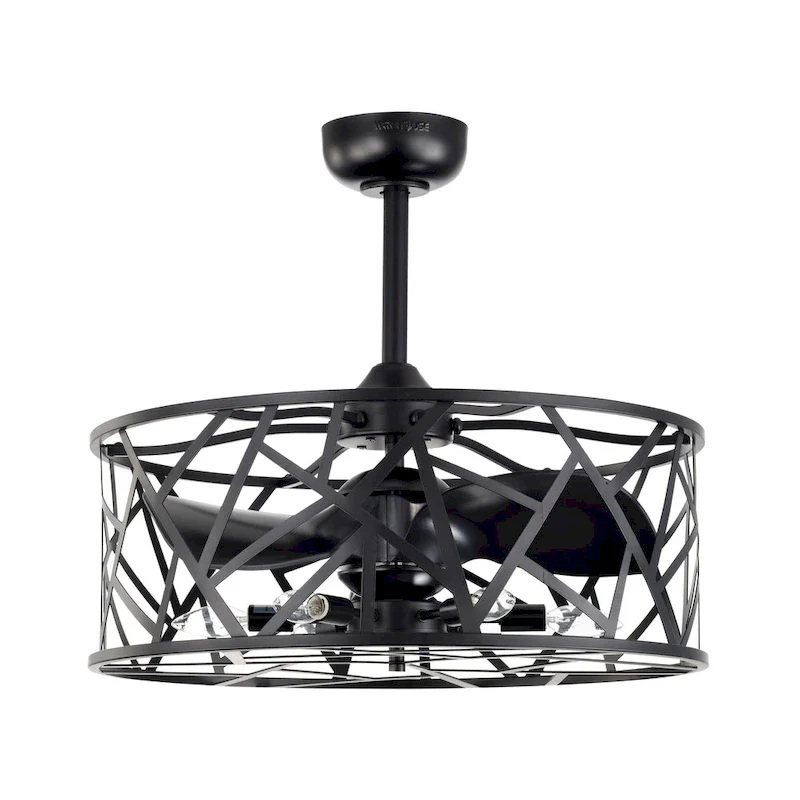 Leyton 24-inch Matte Black 6 Lights 3 Blades Lighted Ceiling Fan with Remote