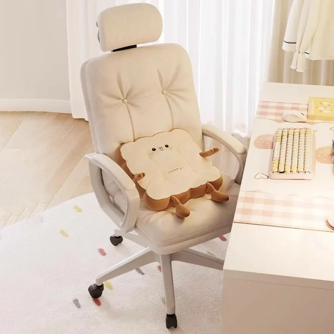 Modern White Leather Swivel Ergonomic Office Chair