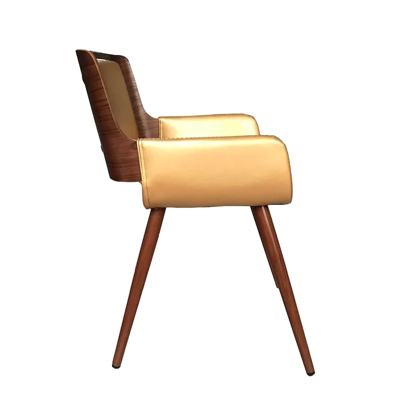 Faux Leather Mid-Century Dining Chair with Metal Legs
