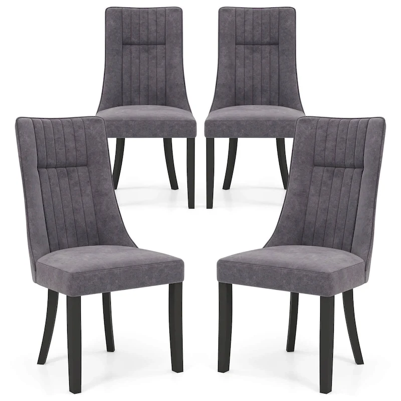 Costway Channel Tufted Dining Chairs Set of 2/4 with High Backrest