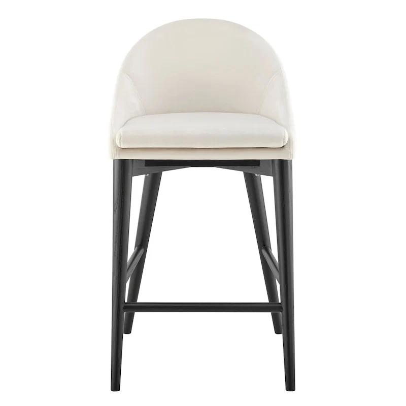Baruch Counter Stool in Beige with Matte Black Legs - Set of 1