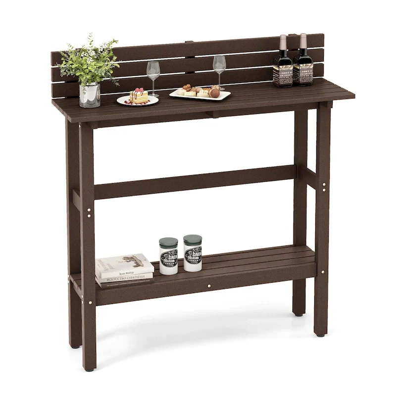Costway 48  Outdoor Bar Table with Storage Shelf & Adjustable Foot - See Details