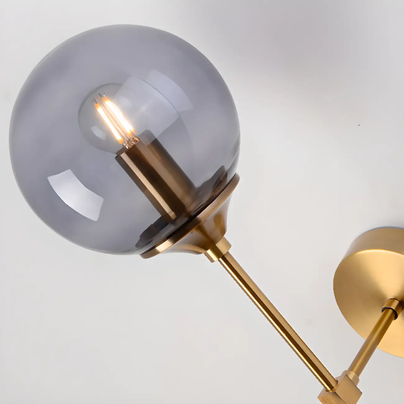 Modern Grey Glass Globe Metal Wall Sconce