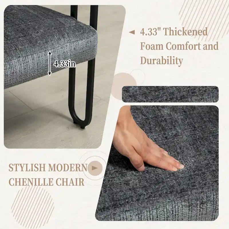 House Hold Modern Loveseat 2 Seater Sofa Chenille Fabric Couch With Arms And Metal Legs For Living Room