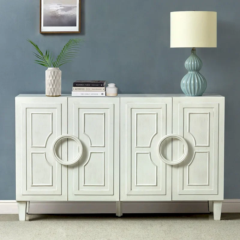 Connie 58 Contemporary Sideboard Buffet with Round Solid Wood Door Handles by HULALA HOME