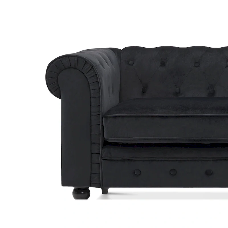 Modern Quilted Club Sofa with Oak Legs