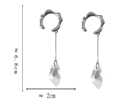 Luninana Clip-on Earrings - Mystical Crystal Long Earrings YBY017