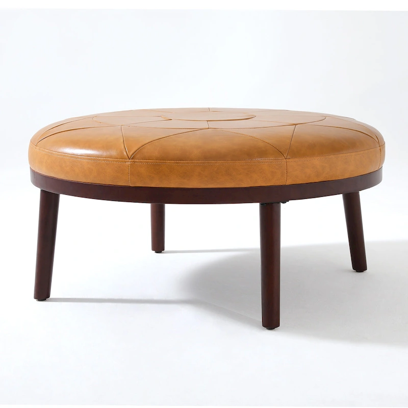 34.5 W Full-Grain Genuine Italian Leather Ottoman Set of 2