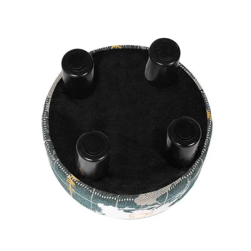 Adeco Round Ottoman Fabric Footrest Modern Padded Chair Footstool