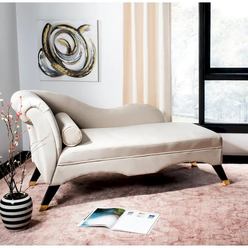 Mid-Century Modern Chaise with Pillow - 63Wx28Dx30H