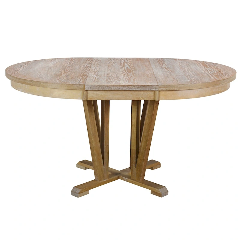 Extendable Dining Table Set Round Trestle Table and 4 Dining Chairs