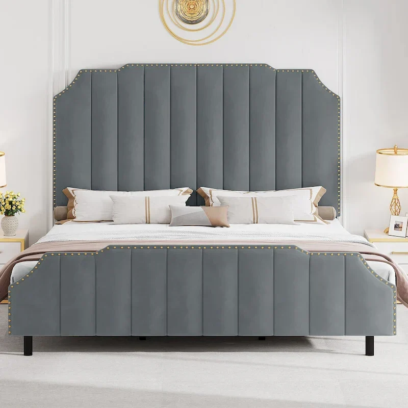 Black Upholstered Bed Frame PU Platform Bedframe Mattress Foundation