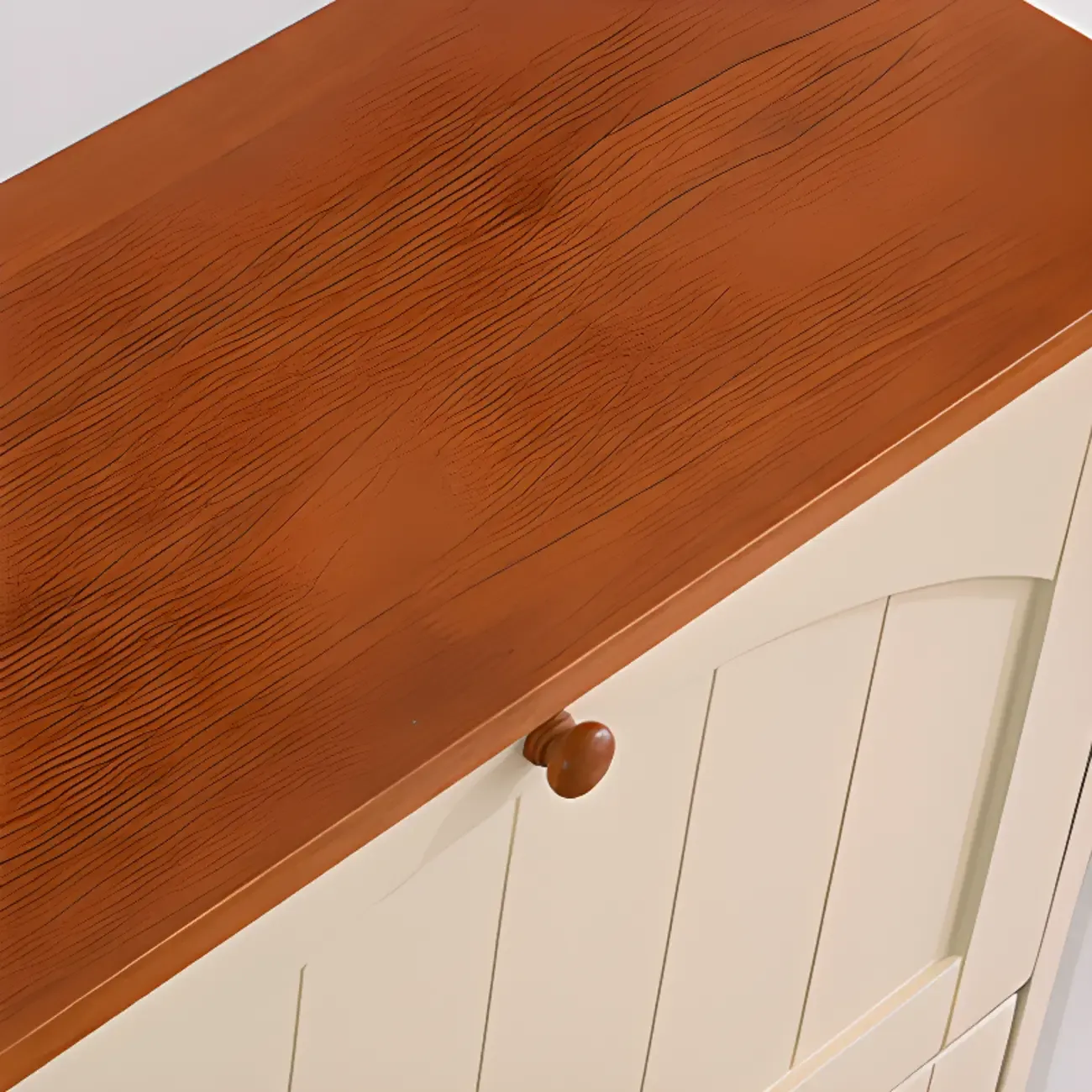 Entryway White/Tawny Wooden Wall-Mounted Shoe Cabinet