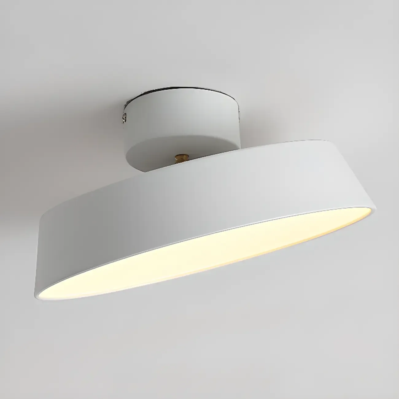 Modern Metal Drum Dimmable Semi Flush LED Ceiling Light
