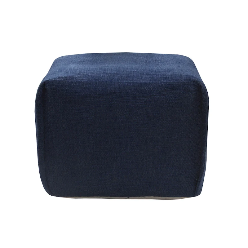 Sevita Handcrafted Solid Navy Pleated Pouf