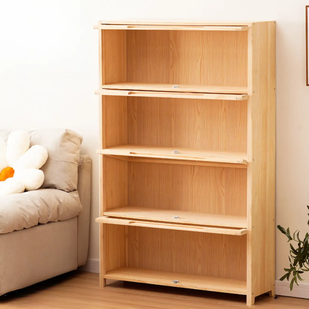 Solid Wood 5-Tier Display Open Shelving Unit Bookcase