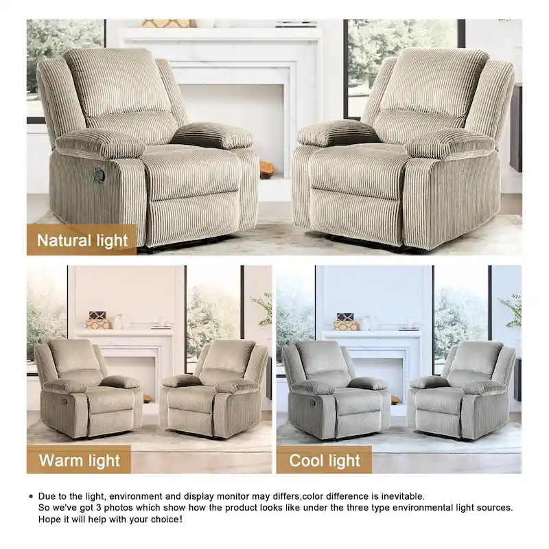 2Set Modern Lounger Upholstered Push Back Manual Recliner Chair