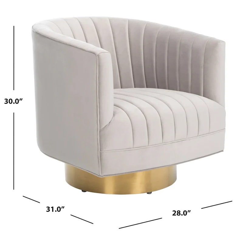 SAFAVIEH Couture Matejka Swivel Channel Tufted Barrel Chair - 28 W x 31 L x 30 H - 28Wx31Dx30H