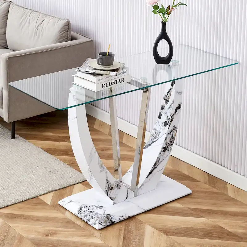 Modern and simple rectangular glass console table