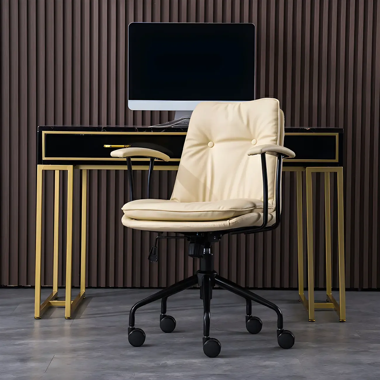 Modern Green Leather Swivel Tilt Office Chair