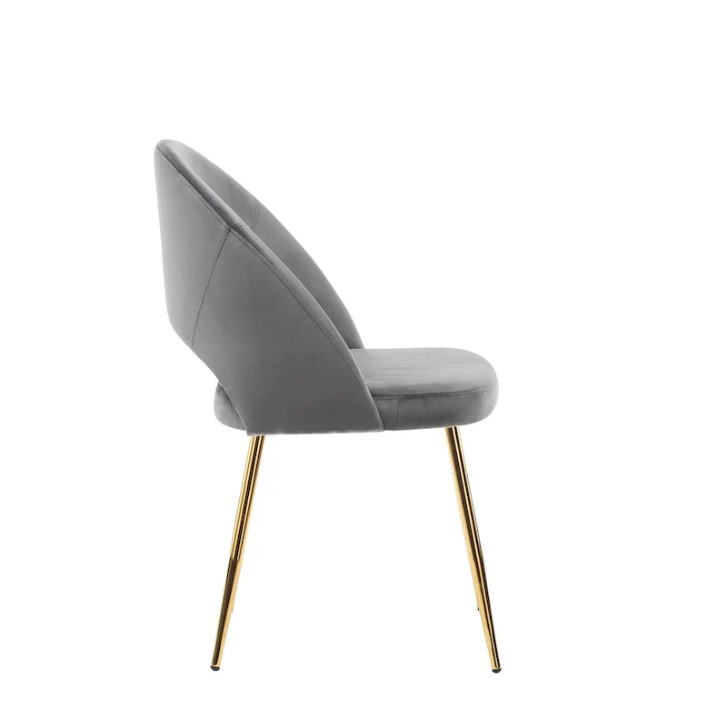 Grey Velvet Dining Chairs - 2-Piece Set Gold Legs