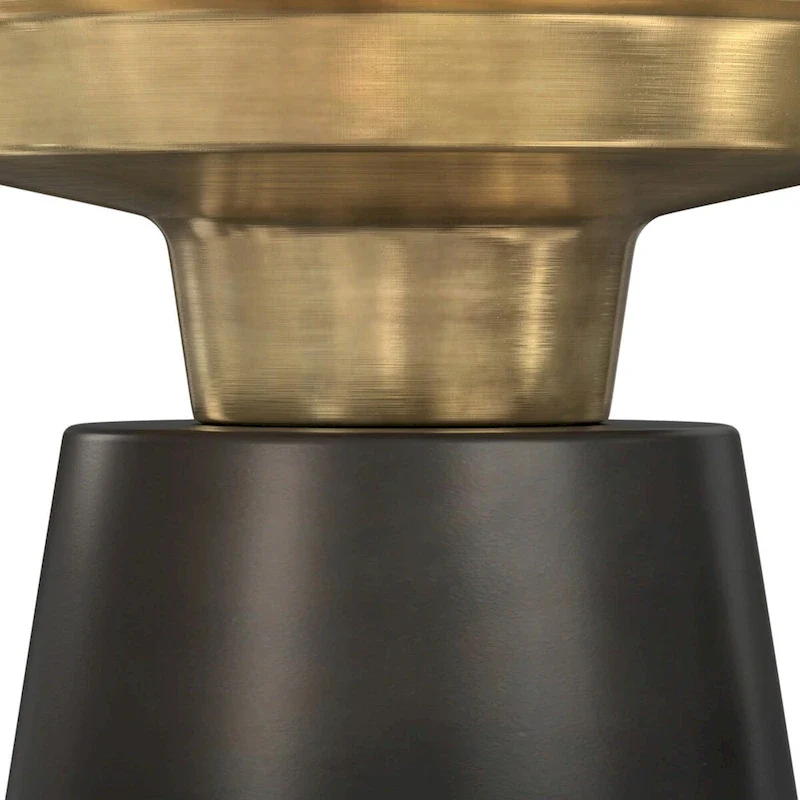 White Marble Top Side Table with Black and Gold Metal Base