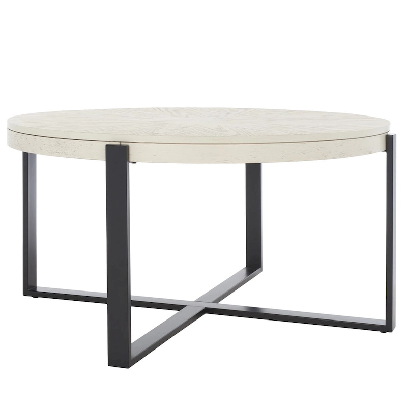 SAFAVIEH Deetta White Marble/ Black Round Coffee Table - 36 W x 36 D x 18 H - 36Wx36Dx18H