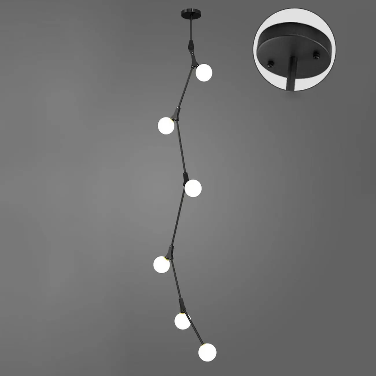 Modern Gold Branch Globe Glass Downrod Stairwell Chandelier