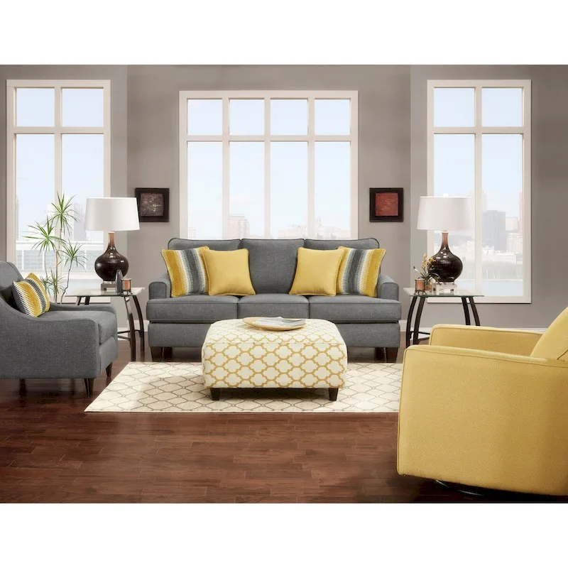 Gray Queen Sleeper Sofa with Accent Pillows