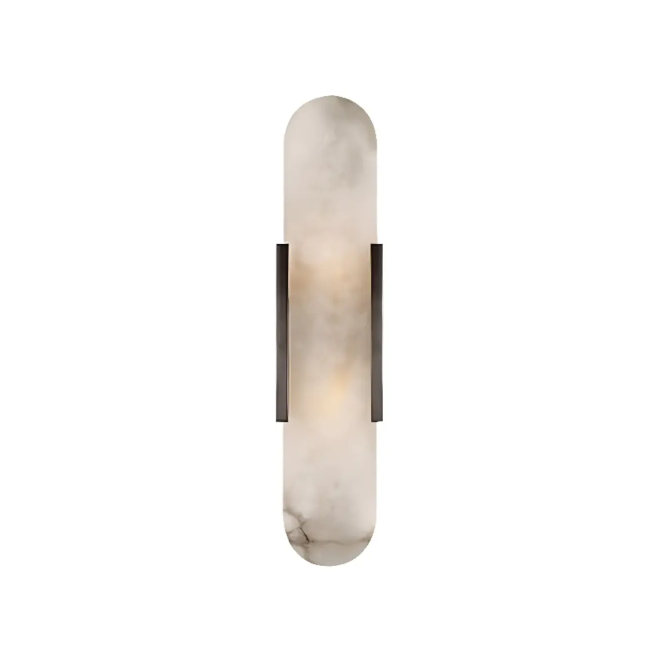 Modern Brass Oval Wall Light with Stone Chalk Shade