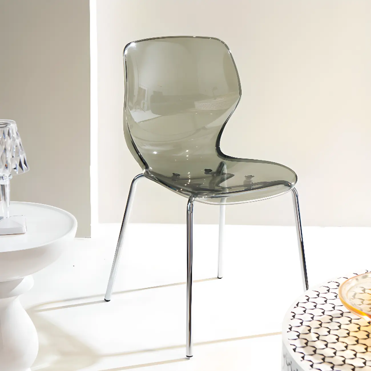 Modern Wingback Plastic Acrylic Dining Chair