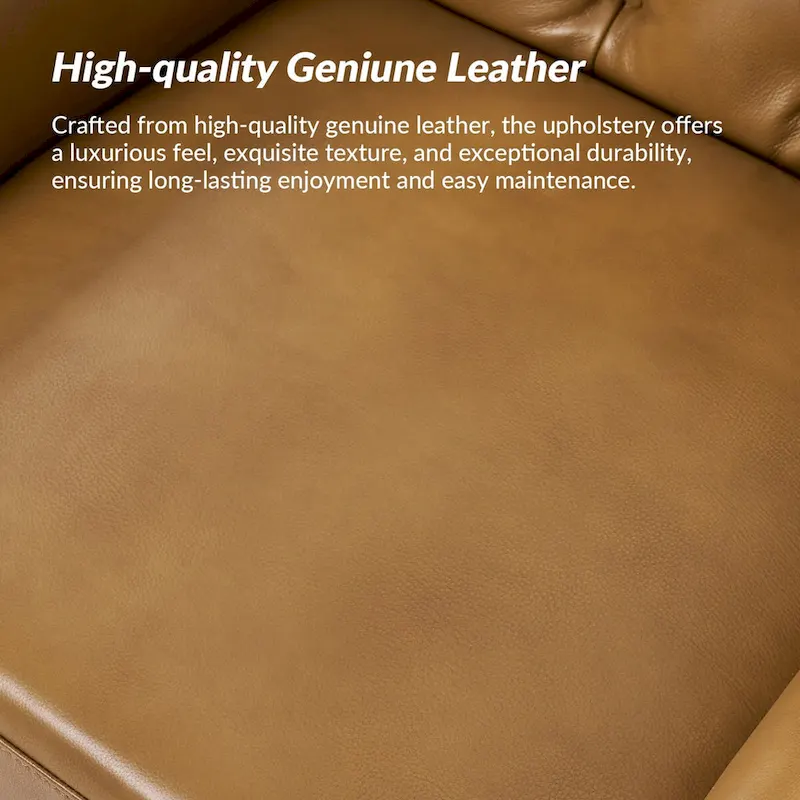 Traditional Genuine Leather Accent Chair with Tufted Wing Back