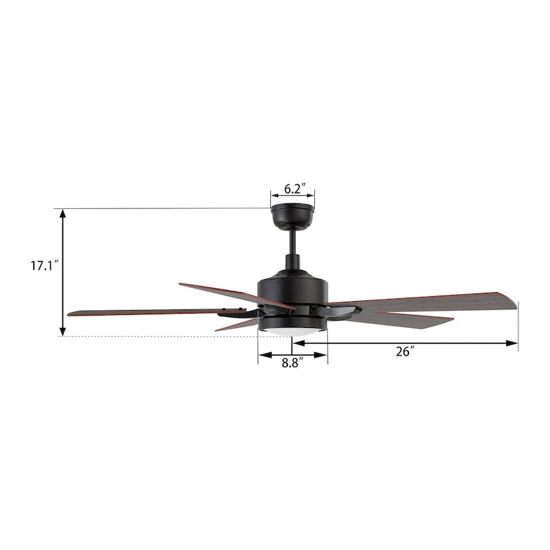 CARRO Elliott 52  5-Blade Smart Ceiling Fan with LED Light and Remote Control-Walnut Fan Blade