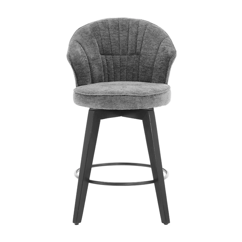 Swivel Bar Stools Set of 2, Upholstered Dining Room Chairs with Wide Backrest, Counter Height Chair with Metal Legs