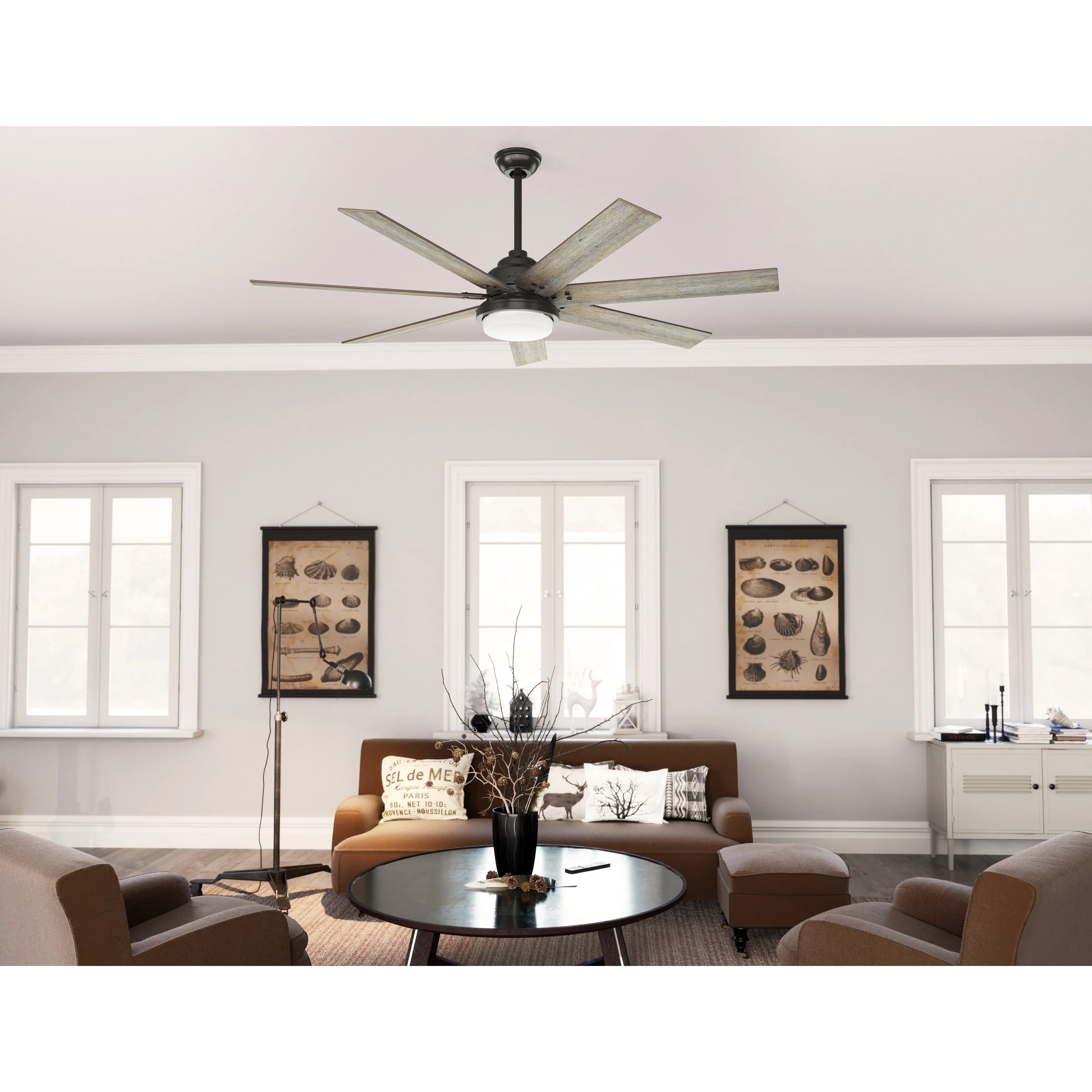 Hunter WiFi Whittington Ceiling Fan with LED Light, Handheld Remote - Windmill - Industrial, Farmhouse, Rustic - SMART FAN!