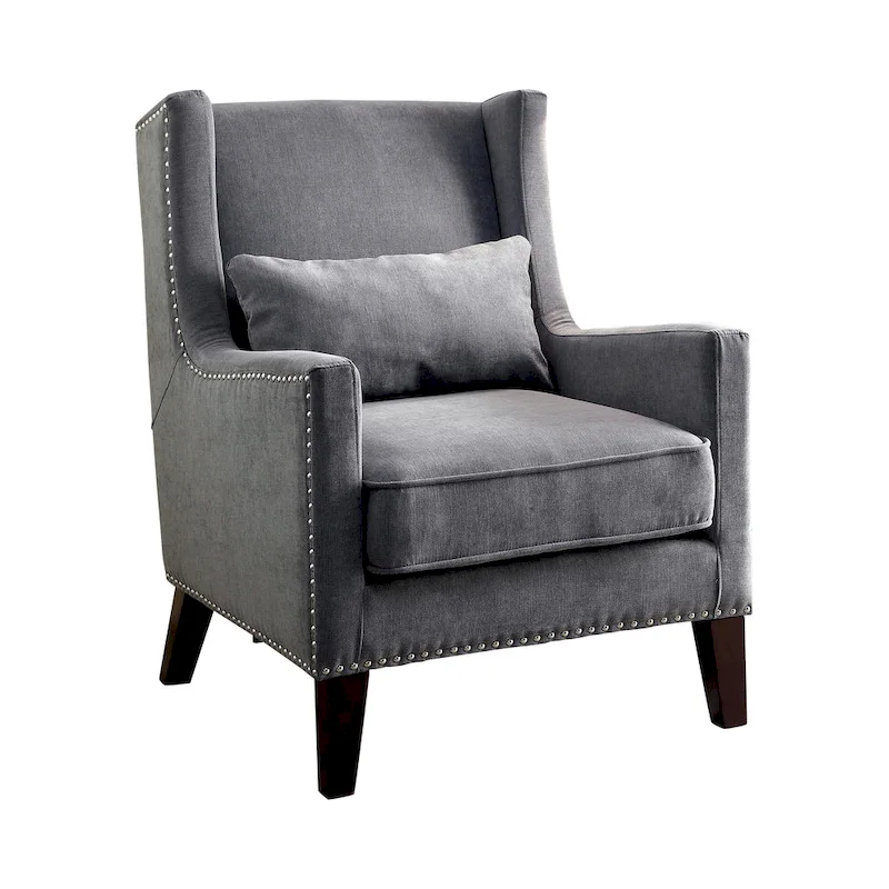 Modern Flannel Upholstered Chair with Rivet Accents