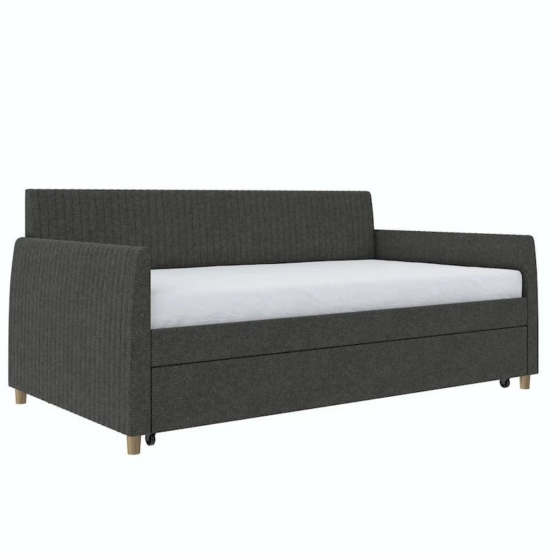 Daphne Upholstered Twin Daybed with Roll Out Trundle
