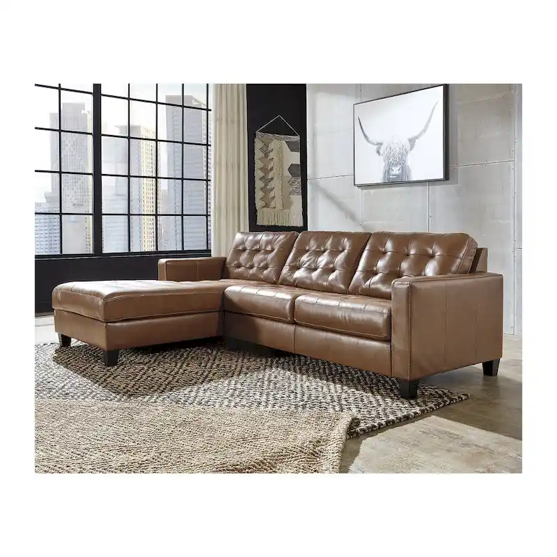 Signature Design by Ashley Baskove Brown 2-Piece Sectional with Chaise - 110W x 72D x 36H