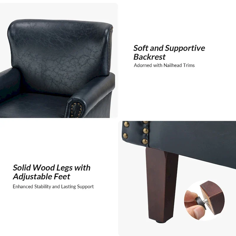 Vegan Transitional Armchair with Rolled Arms Set of 2