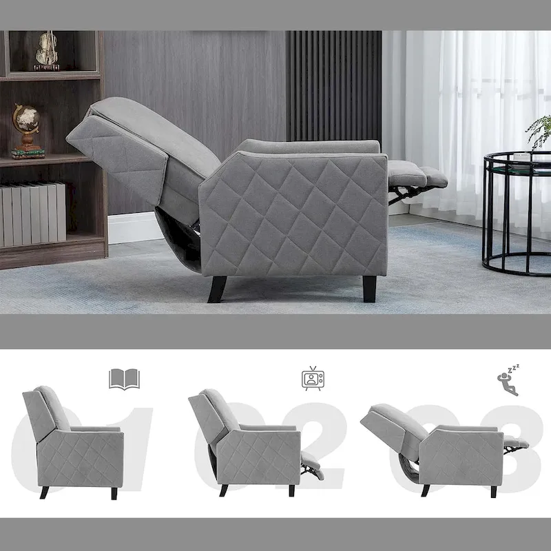 AVAWING Push Back Recliner Chair Linen Wing Back Chair