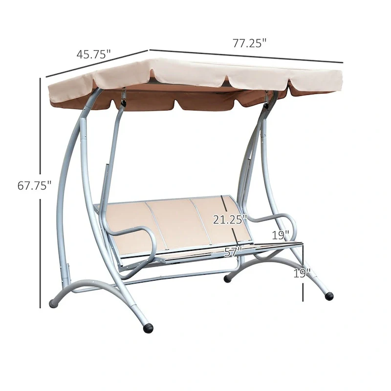 Outdoor Porch Swing Chair,Patio Swing Glider with Adjustable Canopy