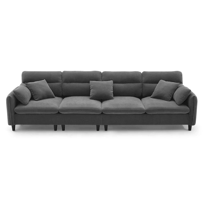 110 Modern L-Shaped Convertible 5-Seat Sectional Sofa with Removable Ottoman and 5 Cushions, Plush Chenille Fabric